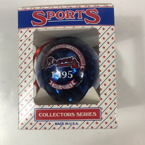 Vintage 1995 Atlanta Braves Christmas Ball Ornament MLB Collectors Series Blue - Picture 1 of 8